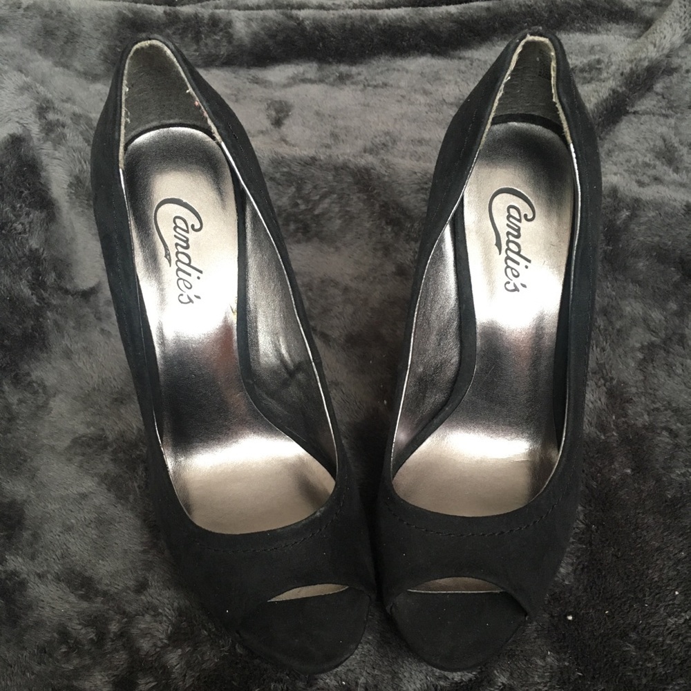 Black peep toe heels
